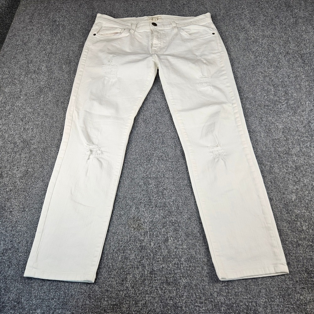 Current Elliott The Fling Sugar Destroy White Distressed Slim Boyfriend‎ Jeans